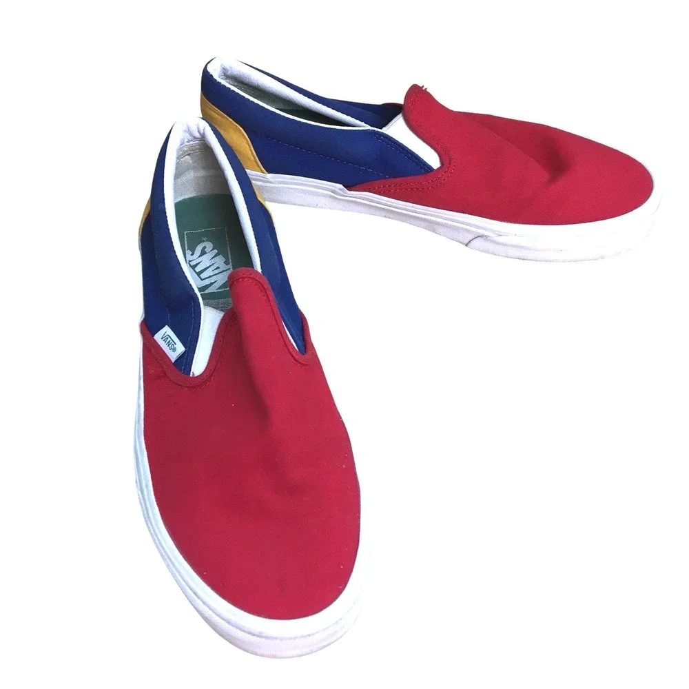Vans Colorblock Classic Slip On Sneakers 9M 10.5W‎ Red Blue Yellow